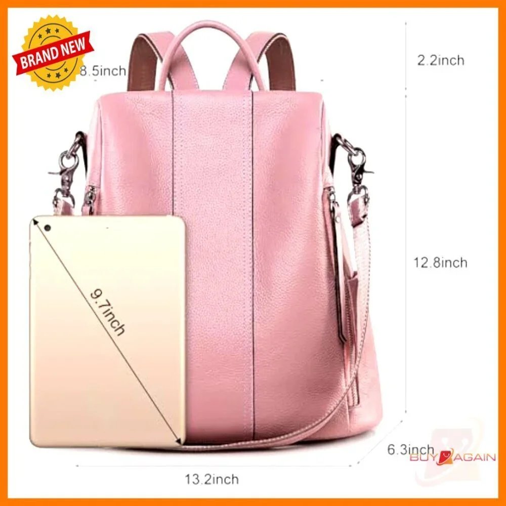 Leather Backpack Purse Anti-Theft Rucksack Medium Women's Shoulder Bag